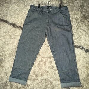 GAP Blue and White Pinstriped Denim Cargo Pants